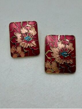 😎30%off Vintage Cloisonné Pierced earrings #336CE
